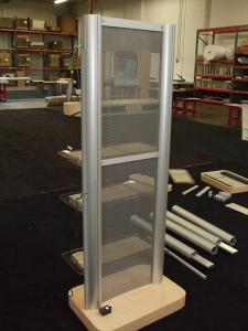 MOD-1235 Tower with Plex Shelves, Perforated Metal Inserts, and Metal Brochure Holders -- Back
