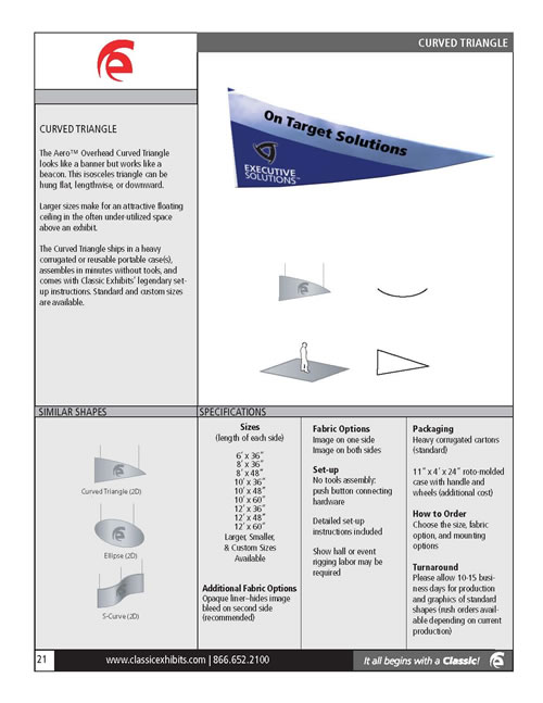 Aero Overhead Hanging Sign 2D Curved Triangle