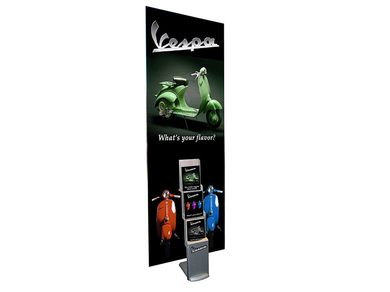 InfoPlus Literature Holding Banner Stand - silver - 112" High Dye Sublimation Banner Shown - Optional Logo On Base Front Shown