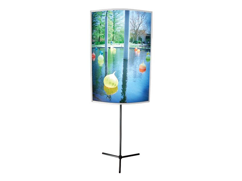 Luminary Backlit Telescopic Banner Stand - 48" Lightbox version shown - silver finish telescopic stand - Lambda Duratrans Backlit Graphic