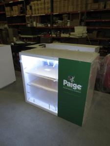 Custom Product Showcase with Clear Plex Window and Shelves, LED Accent Lights, and Vinyl Graphics