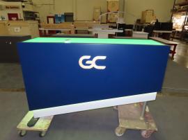 MOD-1588 Reception Counter with RGB LED Lit Plex Top, Push-thru Backlit Logo, Accent Lights, and Locking Storage