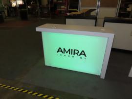 Modified MOD-1716 Backlit Counter with Fabric Graphics, Programmable RGB LED Lights, Charging Pad, and Locking Storage