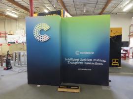 Modified MOD-1641 SuperNova Lightbox Inline with SEG Fabric Graphics, Backlit Logo Sign, and Monitor Mount. Reconfigurable 10 ft. and 20 ft. -- View 3